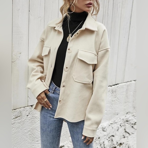 SHEIN Jackets & Blazers - Tan oversized shacket